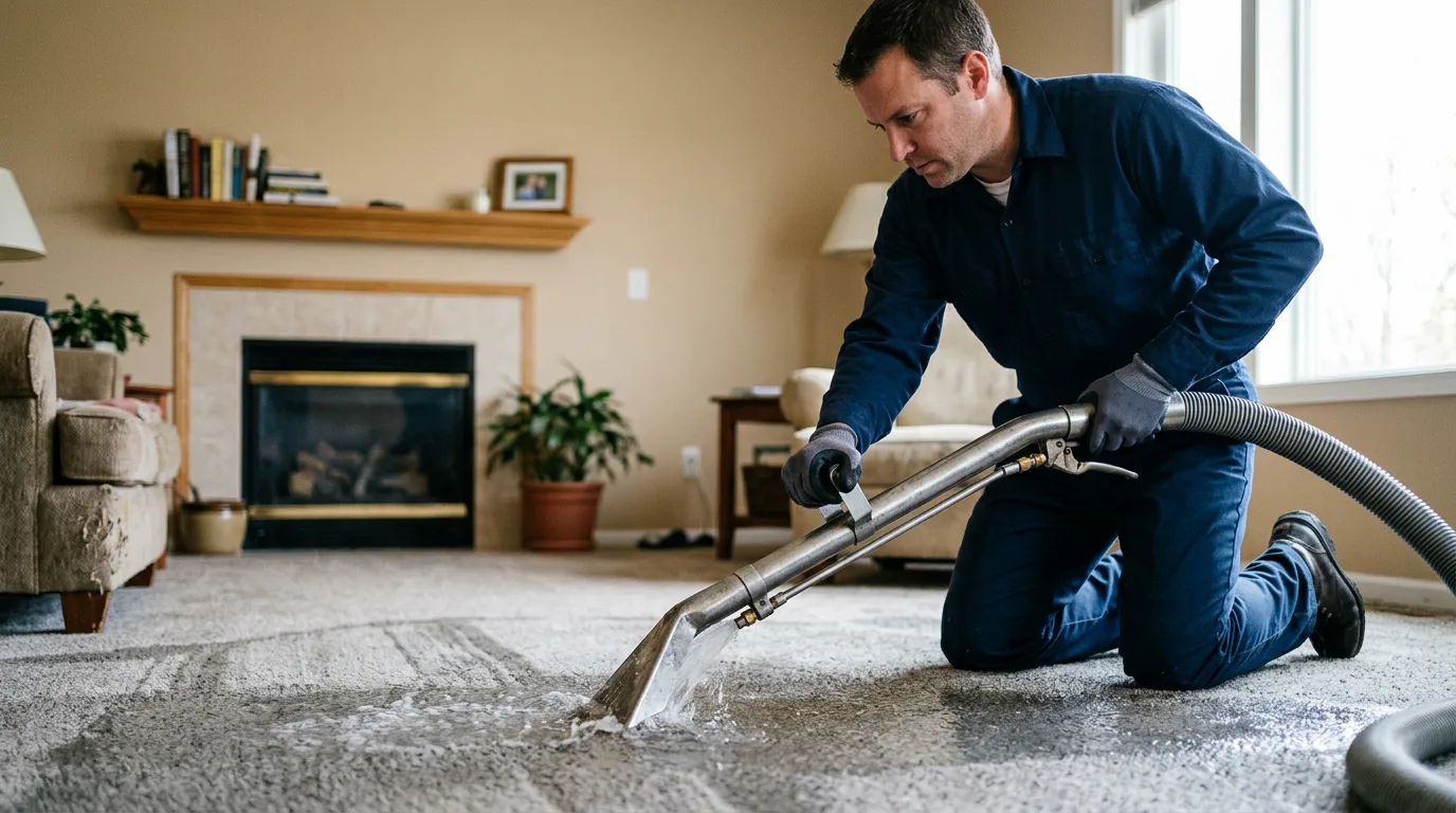 Water damage restoration technician working near Haynesville, LA